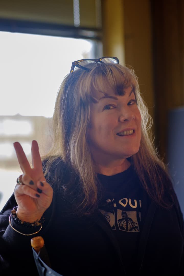 Behind the scenes photo 81 from Clone Cops production showing makeup department head pam hawk on the set of clone cops